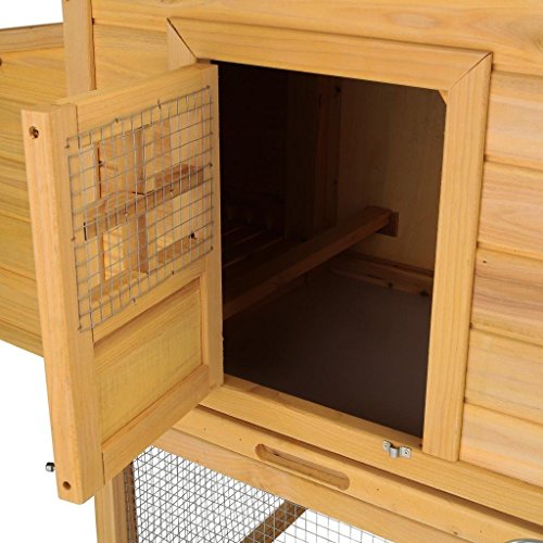 75" Wooden Chicken Coop Poultry Cage Backyard Hen House Rabbit Hutch w/Nest Box