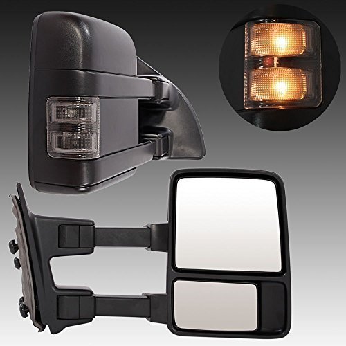 Roadstar Towing Mirrors Fit for 99-07 Ford F250 F350 F450 F550 Super Duty 01-05 Excursion Pair Set Extendable Smoke Power Heated with LED Signal Light Side Mirrors - Thumbnail 2