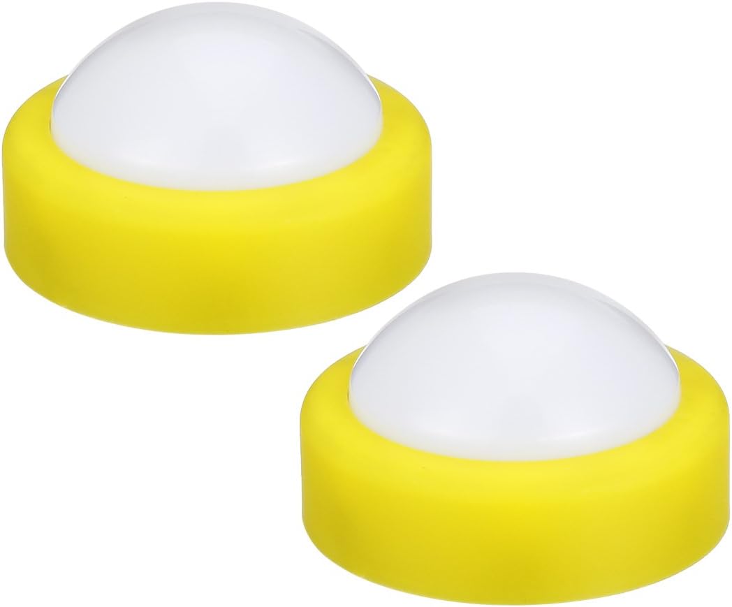 sourcing map Tap Lights Battery Powered Touch Sensor LED Lamp Push Night Light Wireless Stick-on 3.1inch Yellow Colored 2 Packs for Closet Cabinet Bedroom Storage Shed Hallway Stair Car [Energy Class A++]