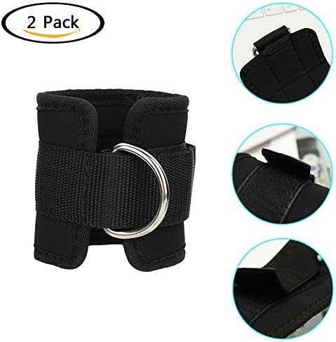 AKlamater Padded Ankle Strap Ankle Cuff Wrist Cuff Fitness Cuff with D Ring and High Strength Velcro for Cable Machines Pack of 2 - Fits Both Men and Women