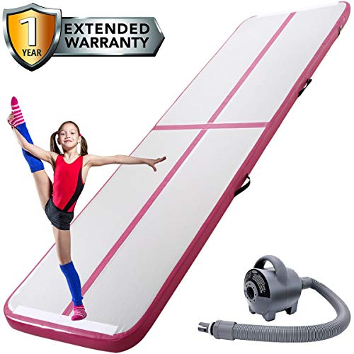 Inflatable Gymnastics Tumbling Training Mats Air Track with Electric Air Pump for Acrobatics Home Use Lawn Patio Park Beach Fitness Backflips Yoga Taekwondo Exercise Mat (9.84ft3.28ft) (Pink) - Thumbnail 6