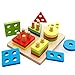 Wooden Geometric Shape Sorter and Colors Recognition Stacking Toys for Toddlers