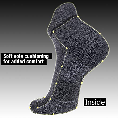 LITERRA Mens Athletic Socks Low Cut Sports Running Cushioned Ankle Socks(6 Pack)