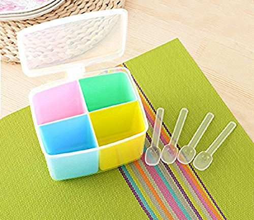 kitchen Storage Jar Seasoning Box Castor Storage Bottles Set Salt Jar 4 Grid