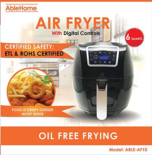 Click Here to See More Images AbleHome Electric Air Fryer 6.0 Qt 1350 W Digital Timer Temperature Control 8 Presets Oil less