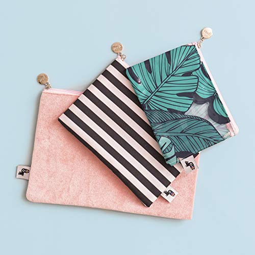 Yoobi Zipper Pouch 3-Pack | Hold Pens, Pencils, Coins, Makeup | Tropical Design | Travel, School, Office Use - Thumbnail 2