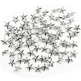 RHX 100 X Silver Metal 15mm Leathercraft DIY Star Shape Studs Spots Spikes Rock Punk