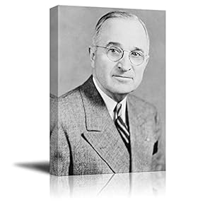 Portrait of Harry S. Truman (33th President of The United States) - American Presidents Series - Canvas Wall Art Gallery Wrap Ready to Hang - 12x18 inches