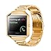 Oitom Metal Bands Compatible with Fitbit Blaze Large,Frame Housing+Stainless Steel Bracelet Replacement Accessory Strap Watch Band for Smart Fitness Watch (Gold)
