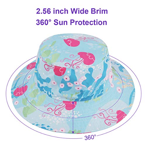 Kirecoo Baby Sun Hat, Toddler Breathable Bucket Hat Cap with a Mesh Storage Bag (Jelly Fish, 12-24 Months)