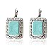 Tagoo Women's Silver Alloy Rhinestone Square Turquoise Earrings