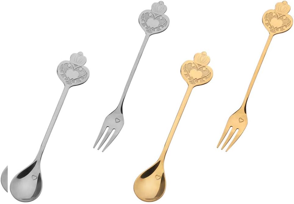 Buy UPKOCH 2 Sets Steel Shovel Spoon and Fork Set Mini Dessert Spoon