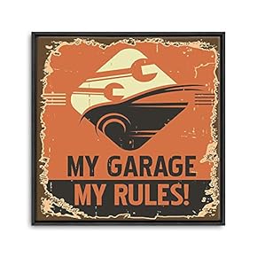 Framed Canvas Wall Art for Living Room, Bedroom Vintage Garage Canvas Prints for Home Decoration Ready to Hanging - 16x16 inches