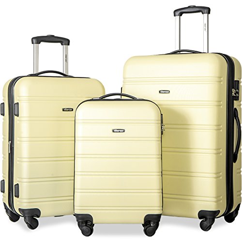 Merax Travelhouse Luggage 3 Piece Expandable Spinner Set (Yellow-More like Cream) Merax Travelhouse Luggage 3 Piece Expandable Spinner Set (Yellow-More like Cream)