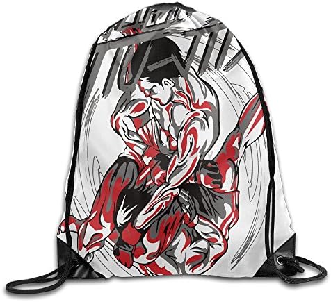 HILOUHUO Cool Brazilian Jiu Jitsu Gym Drawstring Backpack Unisex Portable Sack Bag