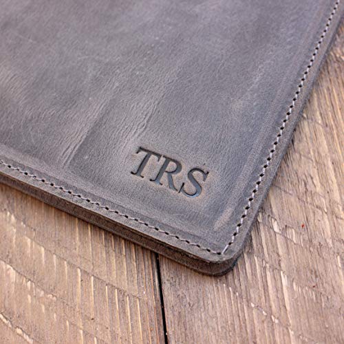 PEGAI Personalized Leather Portfolio/Legal Padfolio, Distressed Leather Legal Pad Folio - Marshall Rock Gray
