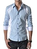 TheLees Mens Casual Slim Fit 2 Tone Long Sleeve Stretchy Shirts