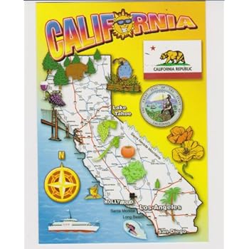 Amazon.com : CALIFORNIA STATE MAP postcard set of 20 identical ...