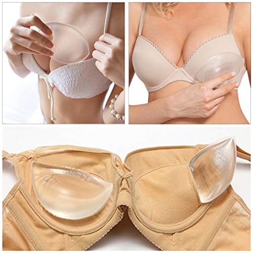 Bra Pad Inserts, Soft Silicone Bra Inserts Breast Enhancer Waterproof Bra Push Up Pads for Bikini/Sport Bra/Dress, Clear