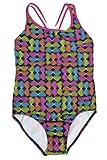 Speedo Girls 5-14 Black Hearts Splice One Piece Swimsuit (10)