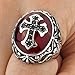 INBLUE Men's Stainless Steel Ring CZ Silver Tone Black Red Cross Knight Fleur De Lis Oval Size12