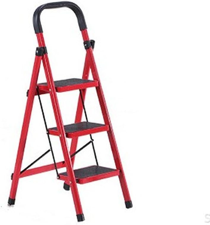 3 Step Ladder Folding Step Stool 4 Step Wide Pedal Sturdy Steel Ladder Stepladders Handgrip Anti-Slip 330lbs