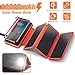 Solar Charger 10000mAh, 4.5W Qi Wireless Charger Portable Power Bank External Battery Back with 3 Solar Panels, Flashlight, Dual 5V/2.1A USB Port, IP65 Rainproof for Camping Hiking Fishing(Orange)