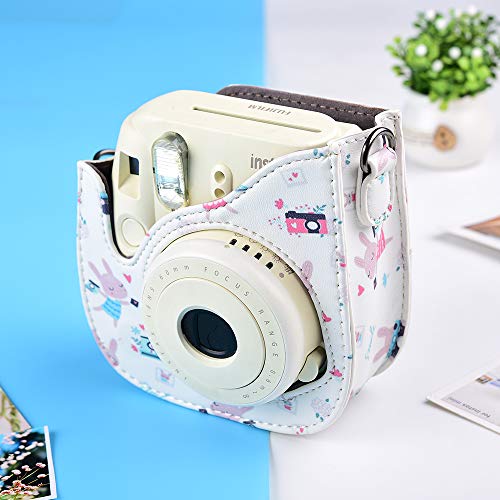 Katia Camera Case Bag Compatible for Fujifilm Instax Mini 9 / Mini 8 Instant Film Camera with Accessories Pocket and Adjustable Strap - Rabbit