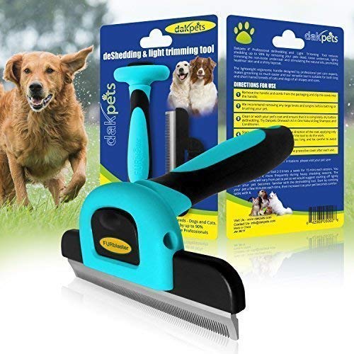 DakPets Deshedding Brush-Dog Hair & Cat Hair Shedding Tool-Effective Grooming Tool for Cats Dogs with Short Medium Long Fur-Reduces Pet Hair Shed by Up to 90%