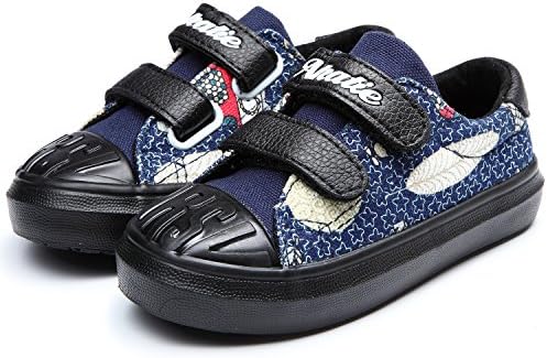 Petit Bari Kids'Shoes Boys Doodle Print Dual Velcro Strap Sneakers Blue 26 M EU/9.5 M US Toddler