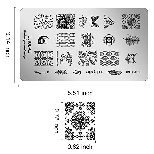 Nail Stamping Plate Stamper Plates - Ejiubas Double-sided Stamping Plates Set 3Pcs Nail Art Stamp Templates Nail Art Design EJB-X17 X18 Blackqueennaildesign - Thumbnail 6