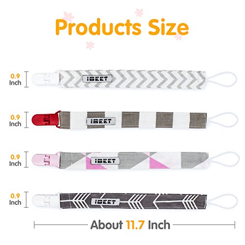 4 PCS Baby Pacifier Clip Pacifier Chain with Holder Leash Teething Toys Clips Accessory for Babies Infants Girls Boys