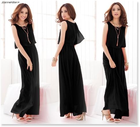 海外 インポート ブラック シフォン マキシ ワンピース ドレス 黒 コンサバ 大人 ワンピース チュニック 通販 Amazon