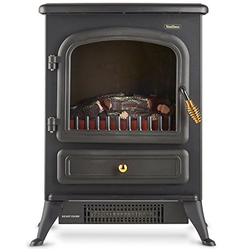 VonHaus Electric Stove Heater with Log Burner Flame Effect 1850W
