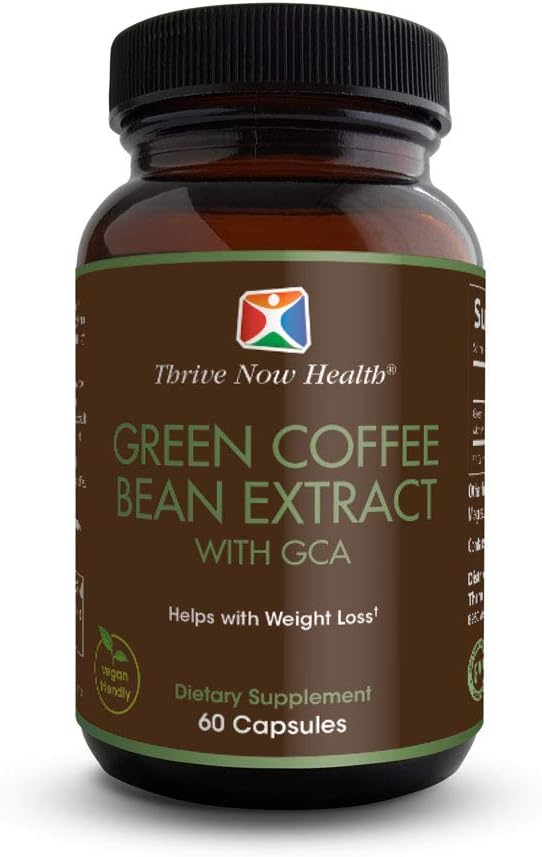 Thrive Now Health Natural Green Coffee Bean Extract - Extra Strength Antioxidant for Weight Loss - 60 Super Cleanse Capsules