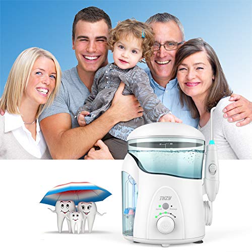 THZY Water Flosser Professional Electric Dental Countertop Oral Irrigator 600 Milliliter Capacity with 7 multifunctional Tips for Braces, Bridges, Dental Care, FC-288 White