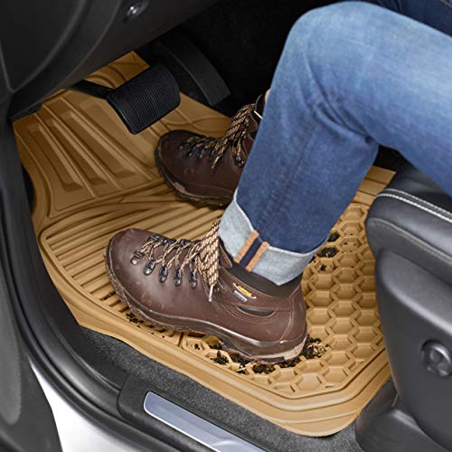 AmazonBasics 4 Piece Heavy Duty Car Floor Mat, Beige