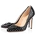 Onlymaker Women's Fashion High Heel Pointed Toe Basic Pumps Rivet Studded Sandals Handmade For Wedding Party Dress Stiletto Shoes