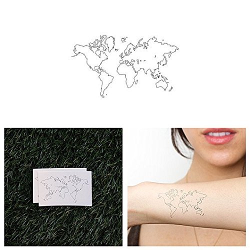 Map of the world - temporary tattoos (set of 2)
