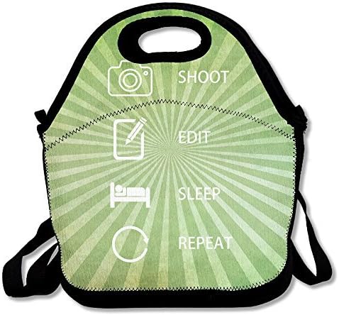 Shoot, Edit, Sleep, Repeat Large & Thick Insulated Tote Lunch Tote Paper Lunch Bag For Men Women Kids Art Of Lunch