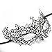Signstek Red Rhinestones Metal Luxury Venetian Laser Cut Masquerade Filigree Mask (Black/Clear Stones)