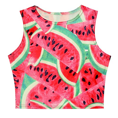 Qzunique women s new watermelon printed midriff-baring short loos…