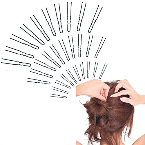 SAKUYV 3 Assorted Sizes Hair Pins Black U Shape Hair Clip, 100 Pack (Black)