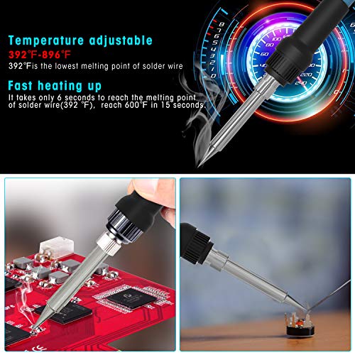 Soldering Station,HANMATEK Soldering Iron - Soldering Iron Station, weller Soldering Iron 392℉-896℉ Temperature Adjustable,6 seconds rapid heating Soldering kit with Solder Bracket SD1