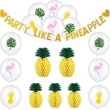 Tatuo Party Like A Pineapple Banner Pineapple Honeycomb Flamingo Leaf Pineapple Balloons for Hawaiian Party Birthday Wedding Home Favor