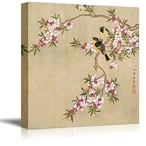 Wall26-Canvas Wall Art-Traditional Meticulous Flower-and-Bird Painting-Giclee Painting Wall Art for Bedroom Living Room Home Decoration - 12x12 inches