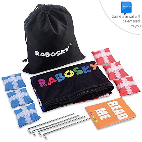 RaboSky Outdoor Lawn Game for Kids and Family, Giant Yard Game Mat 57"x57", Interstellar Adventure Gameplay, 6 Bean Bags with Hook & Loop Prevent Bouncing, Hottest Gifts for Christmas 2019