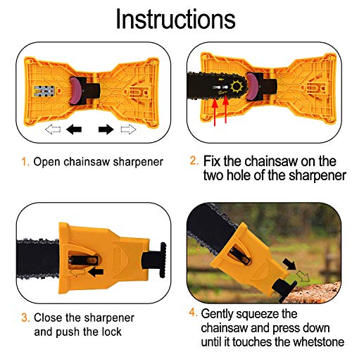 BIGOU Chainsaw Sharpener, Chainsaw Sharpener Teeth Fast-Sharpening Stone Grinder Tools Compatible with 14/16/18/20 inch Two Holes Chainsaw (2 Extra Whetstone) - Thumbnail 3