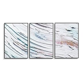 Framed Canvas Wall Art for Living Room, Bedroom Abstract Ink Oil Painting Canvas Prints for Home Decoration Ready to Hanging - 16"x24"x3 Panels