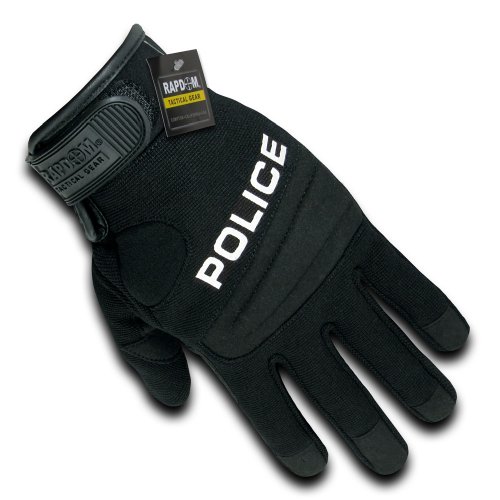 Rapdom tactical police digital leather gloves, black, large